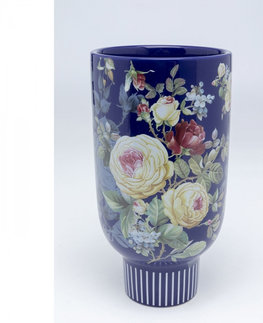 Kameninové vázy KARE Design Modrá kameninová váza Blooming 27cm
