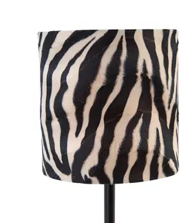 Stolni lampy Moderní stolní lampa černá se stínidlem zebra 25 cm - Simplo