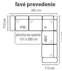 Sedací soupravy Stagra Rohová sedací souprava Melle Provedení: Levé - 3FBL+R+3SBP