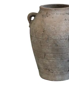 Dekorativní vázy Hnědá antik terakotová váza s uchy Potion - 26*25*32cm Chic Antique 65063300 (65633-00)