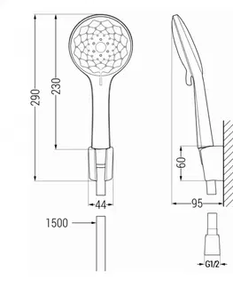 Sprchy a sprchové panely Ruční sprchový set MEXEN R-74 chromový/bílý
