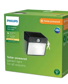 Solární lampy s pohybovým čidlem Philips Solární nástěnné svítidlo Philips LED Yarixa, snímač pohybu