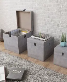 Úložné boxy Úložný box 3 ks beton Dekorhome