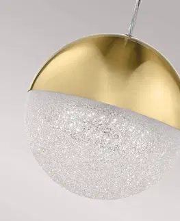 Závěsná světla Quintiesse Závěsné svítidlo LED Moonlit, zlatá barva, hliník, Ø 20 cm, globus