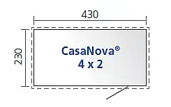CASANOVA Biohort Zahradní domek BIOHORT CasaNova DUO 430 x 230 (stříbrná metalíza) orientace dveří vlevo