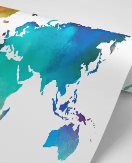 Samolepící tapety Samolepící tapeta barevná mapa světa v akvarelovém provedení