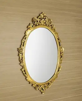 Koupelnová zrcadla SAPHO DESNA oválné zrcadlo ve vyřezávaném rámu, 80x100cm, zlatá IN352