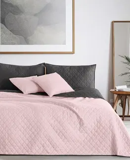 Přehozy Oboustranný přehoz na postel DecoKing Axel růžový/uhlový, velikost 260x280