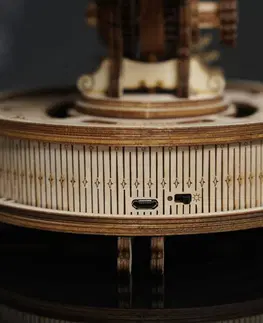 Dřevěné hračky RoboTime 3D dřevěné mechanické puzzle Svítící glóbus