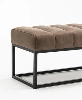 Stylové a luxusní lavice Estila Designové retro šedě hnědá lavice Taxil s prošívanou sedací částí v odstínu taupe 108 cm
