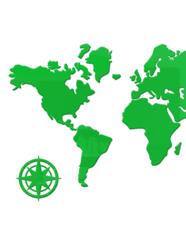 Nalepovací hodiny ModernClock 3D nalepovací hodiny Mapa světa zelené