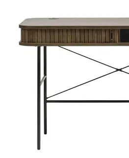 Psací stoly Furniria Designový psací stůl Vasiliy 120 cm kouřový dub