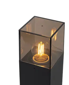 Venkovni stojaci lampy Stojací venkovní lampa černá s kouřovým stínidlem 30 cm - Dánsko