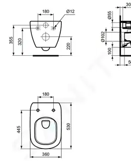 Záchody IDEAL STANDARD Tesi Závěsné WC, RimLS+, hedvábná černá T4932V3
