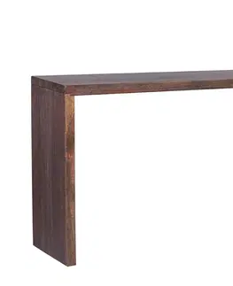 Designové a luxusní konzolové stolky Estila Moderní designový konzolový stolek Lense z hnědého masivního dřeva s kovovými nožičkami 190 cm