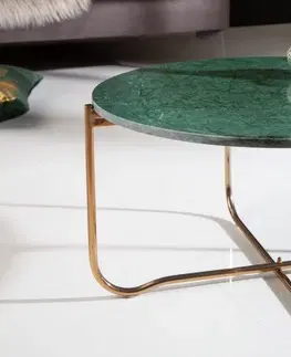 Designové a luxusní konferenční stolky Estila Art-deco kruhový konferenční stolek Noble zelené barvy z mramoru 62cm