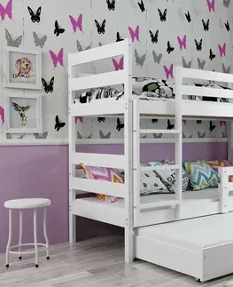 Postele BMS Dětská patrová postel s přistýlkou Eryk 3 | bílá Barva: Bílá / bílá, Rozměr: 160 x 80 cm