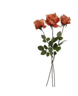 Květiny Umělá květina Růže oranžová, 74 cm, 3 ks