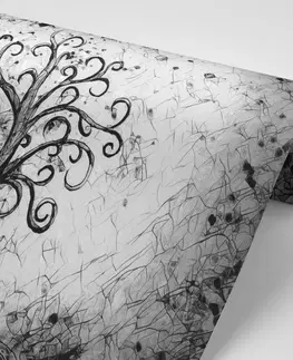 Černobílé tapety Tapeta černobílý symbol stromu života