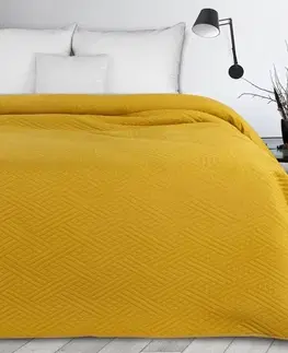 Jednobarevné přehozy na postel Žlutý moderní přehoz s geometrickým vzorem