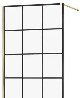 Sprchové zástěny MEXEN/S KIOTO Sprchová zástěna WALK-IN 120x200 cm 8 mm, zlatá, černý vzor 1 800-120-101-50-77