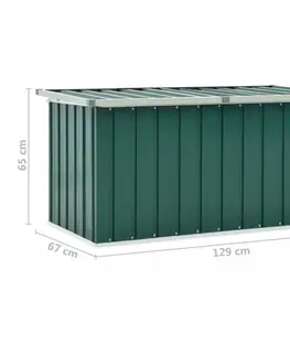 Zahradní úložné boxy Zahradní úložný box 129x67x65 cm ocel Dekorhome Zelená