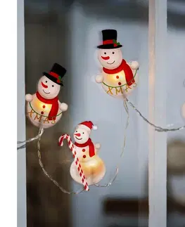 Vánoční osvětlení  LED okenní řetěz sněhuláci, 6x LED, přísavný, 120cm, 2x AA