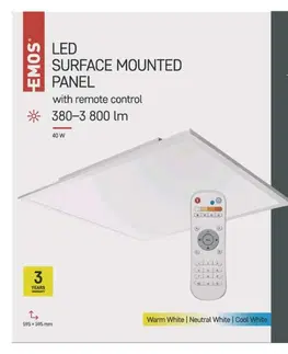 LED stropní svítidla EMOS LED přisazené svítidlo EXCLUSIVE, čtvercové 40W, stmív. se změnou CCT ZM5173