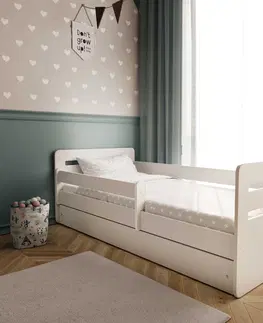 Dětské postýlky Kocot kids Dětská postel Tomi bílá, varianta 80x180, bez šuplíků, s matrací