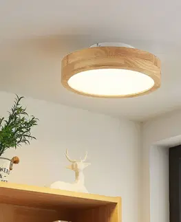 Stropní svítidla Lindby Lindby Lanira LED stropní světlo dubové dřevo 30cm
