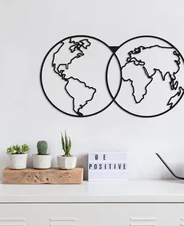 Bytové doplňky a dekorace Wallity Nástěnná dekorace World Map Globe černá