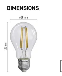 LED žárovky EMOS LED žárovka Filament A60 / E27 / 3,8 W (60 W) / 806 lm / teplá bílá ZF5147