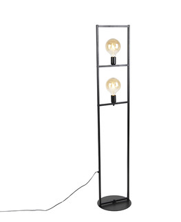Stojaci lampy Průmyslová stojací lampa, 2 světla, černá - Simple Cage