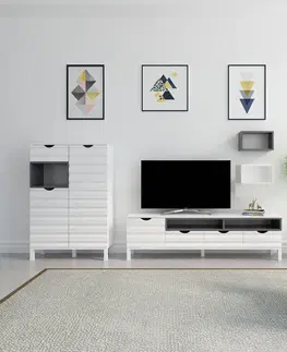 Obývací stěny a sestavy nábytku Televizní stěna ADEL bílá antracit