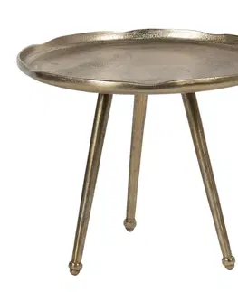 Konferenční stolky Odkládací stolek zlatý s vlnitým okrajem Chrestien – Ø 70*50 cm Clayre & Eef 50425L