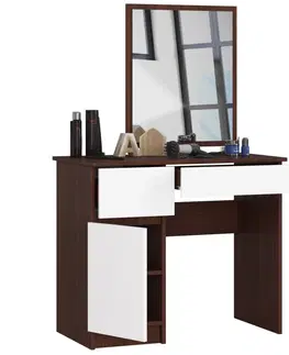 Toaletní stolky Ak furniture Kosmetický stolek se zrcadlem P-2/SL wenge / bílý levý