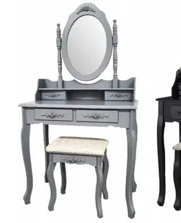 Toaletní stolky Černý toaletní stolek s velkým zrcadlem