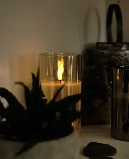 LED osvětlení na baterie DecoLED LED svíčka ve skle, 7,5 x 12,5 cm, šedá