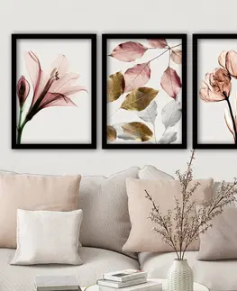 Obrazy Hanah Home Sada obrazů Růžové květy 35x45 cm 3 ks