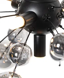 Zavesna svitidla Designová závěsná lampa černá s kouřovým sklem 4-light - Explode