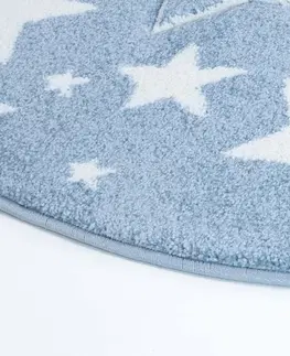 Dětské koberce Originální modrý kulatý koberec STARS