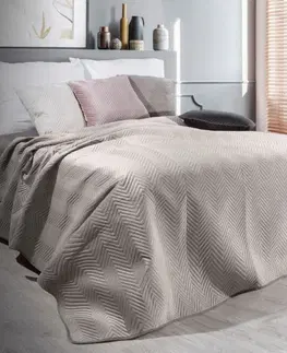 Luxusní oboustranné přehozy na postel Hebký sametový přehoz na postel béžové barvy