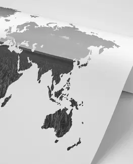 Samolepící tapety Samolepící tapeta mapa světa v černobílém