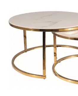 Konferenční stolky Konferenční stolek 2 ks PORTAFINO Signal Bílá / zlatá