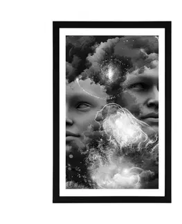 Černobílé Plakát s paspartou virtuální mysl v černobílém provedení