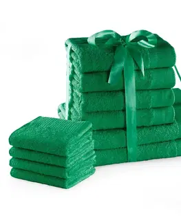 Ručníky Sada bavlněných ručníků AmeliaHome AMARI 2+4+4 ks zelená, velikost 2*70x140+4*50x100+4*30x50