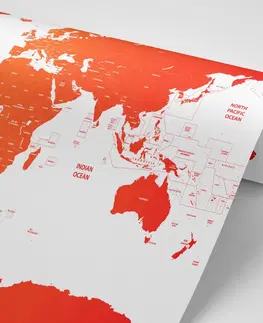 Tapety mapy Tapeta mapa světa s jednotlivými státy v červené barvě