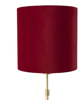 Stolni lampy Stolní lampa zlatá / mosaz s odstínem červeného sametu 25 cm - Parte