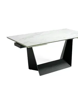 Designové a luxusní jídelní stoly Estila Moderní rozkládací jídelní stůl Forma Moderna bílý mramor 180-270cm