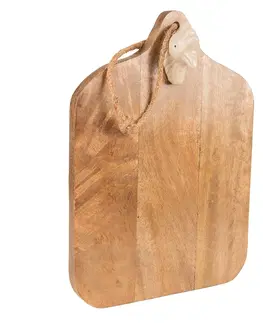 Prkénka a krájecí desky Hnědé dřevěné prkénko s ozdobou Chick Bei - 36*25*5 cm Clayre & Eef 6H2174L